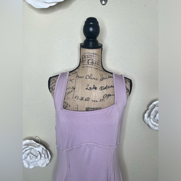 NTM ASOS Lilac Square Neckline Empire Waist Mini Dress NWT Sz 14 - Picture 3 of 14